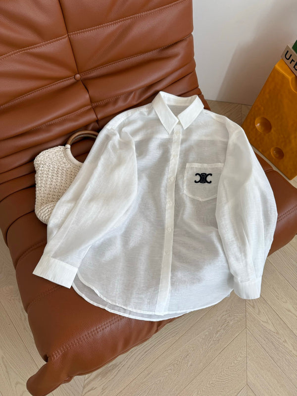 Celine 25 Logo Shirt Yellow and White Cotton