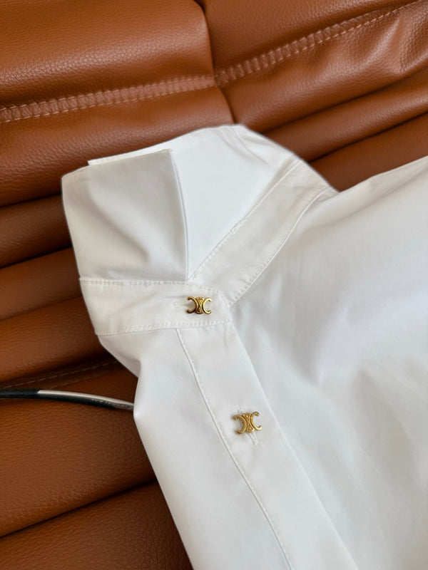 Celine 25 Sleeveless Button-up Shirt White Cotton