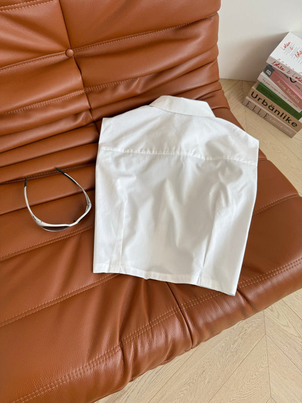 Celine 25 Sleeveless Button-up Shirt White Cotton