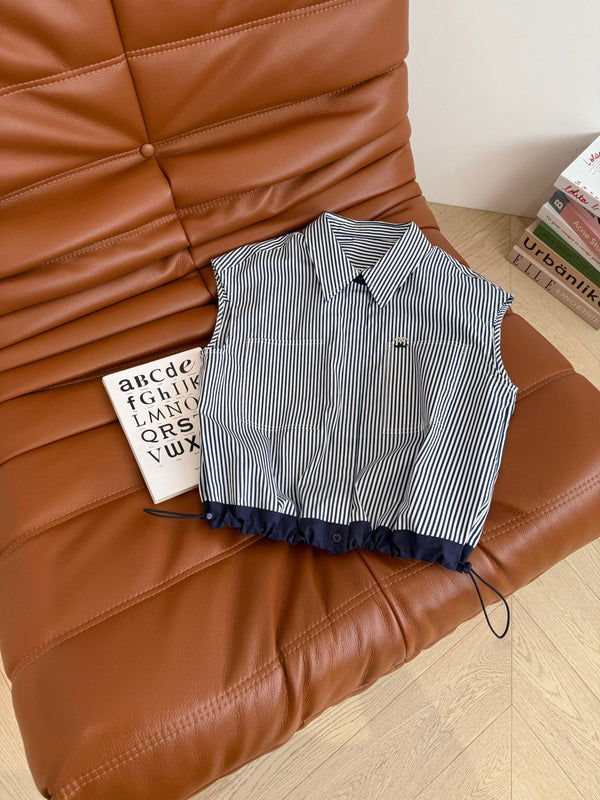 CC 25 Striped Shirt Navy Blue White Cotton