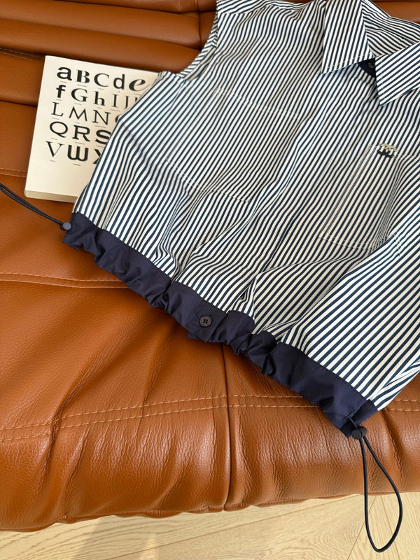 CC 25 Striped Shirt Navy Blue White Cotton