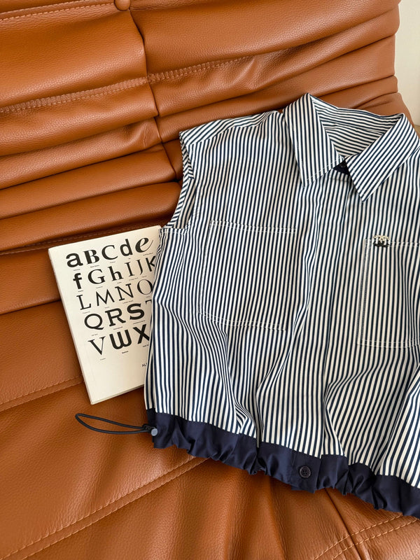 CC 25 Striped Shirt Navy Blue White Cotton