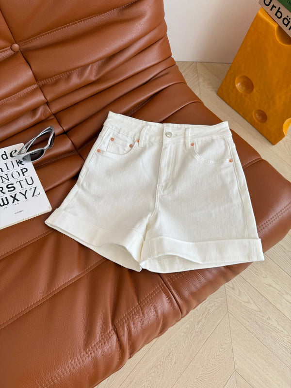 Gucci 25 Logo Embroidered Rolled-hem Denim Shorts Cotton