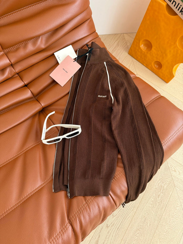 Miu Miu 25 Knitted Cardigan Brown Wool