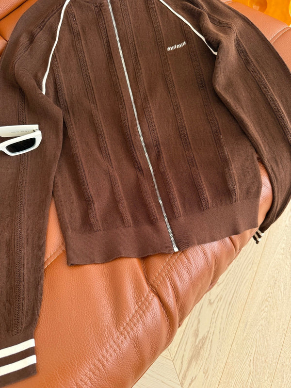 Miu Miu 25 Knitted Cardigan Brown Wool