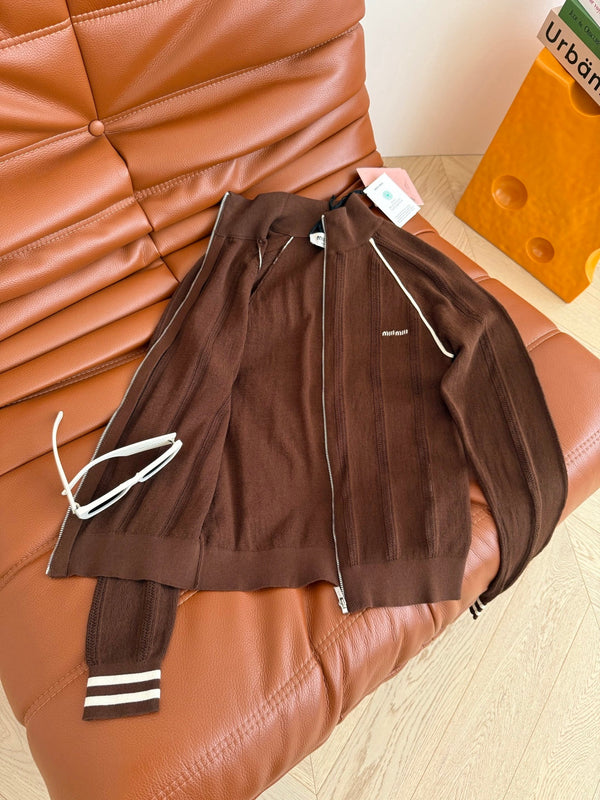 Miu Miu 25 Knitted Cardigan Brown Wool