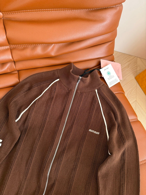 Miu Miu 25 Knitted Cardigan Brown Wool