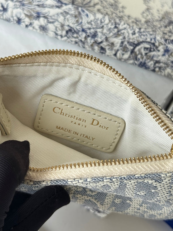 CD 30 Montaigne Coin Purse Key Bag Grey White Jacquard GHW