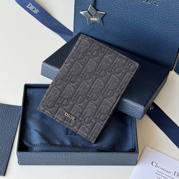 CD Oblique Passport Holder Black Jacquard Cowhide