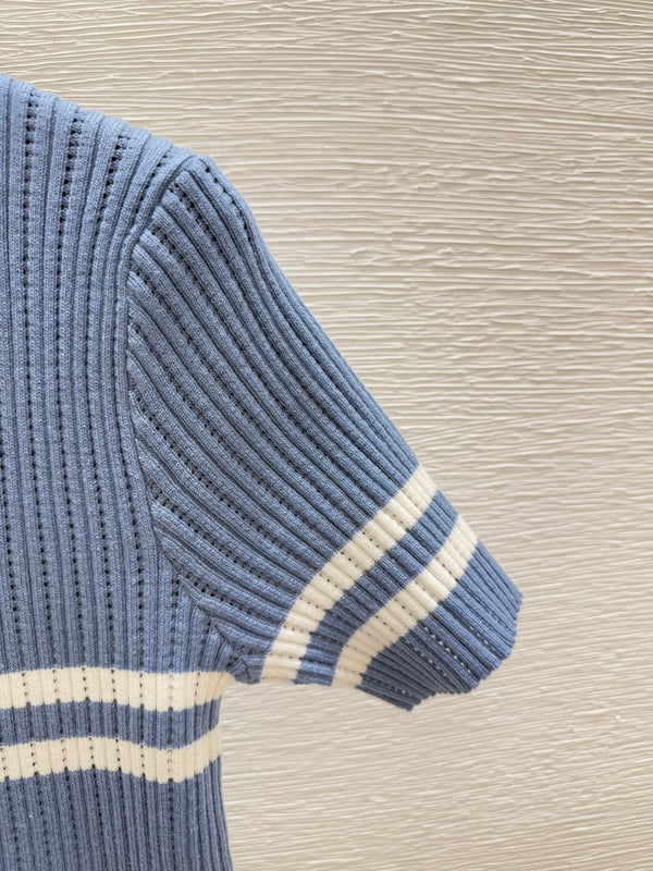 Dior Polo Shirt Demin Blue Cachemire 232760