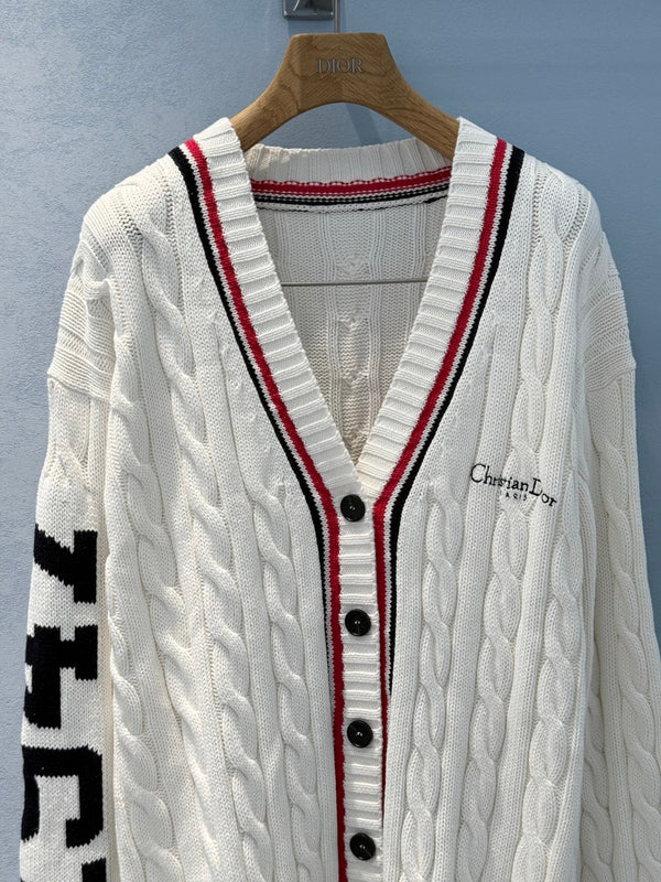 CD 25 Cardigan White Red Black Cotton
