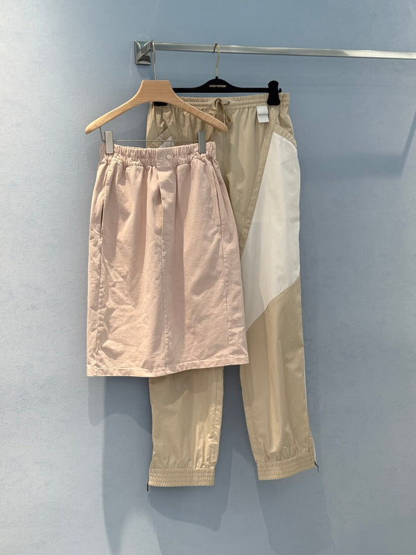 LV Designer Dress With Metal Logo Buttons Light Skirt Pink Cotton