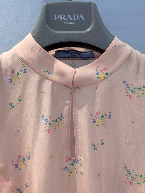 Prada 25 Floral Vest Pink Viscose and Silk