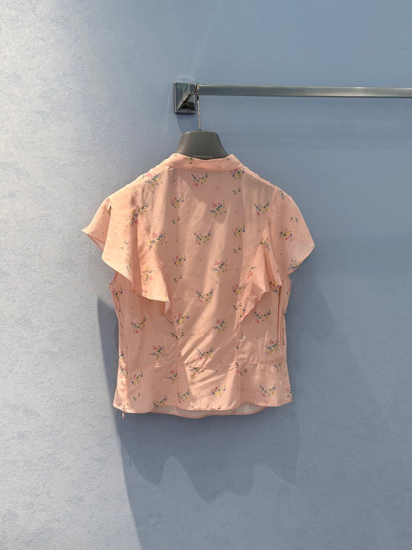 Prada 25 Floral Vest Pink Viscose and Silk