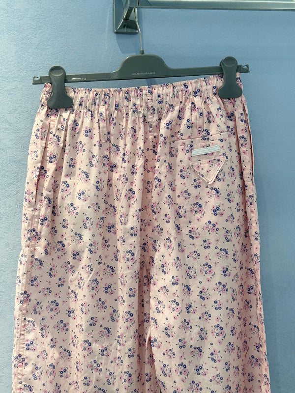 Prada 25 Floral Pant Pink Cotton