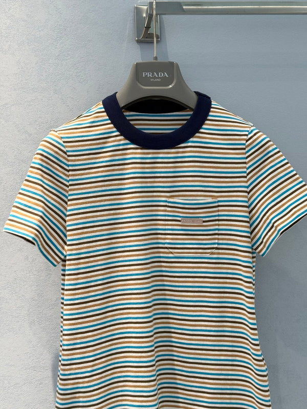 Prada 25 Striped T-shirt Multicolor Cotton 220087