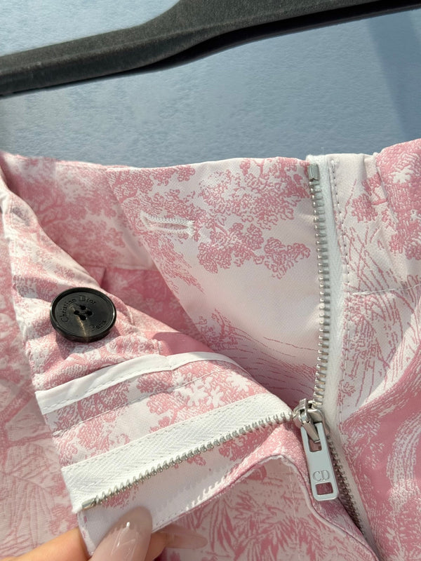 CD 25 Forest Floral Print Skirt Pants Light Pink Polyester