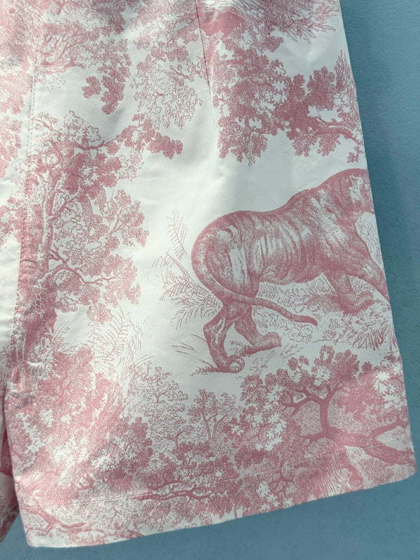 CD 25 Forest Floral Print Skirt Pants Light Pink Polyester