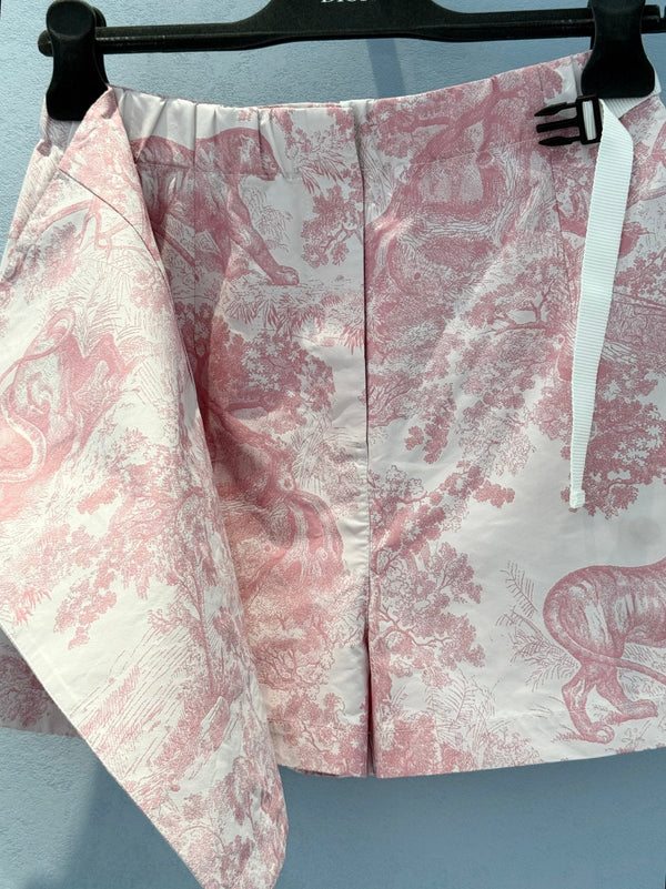 CD 25 Forest Floral Print Skirt Pants Light Pink Polyester