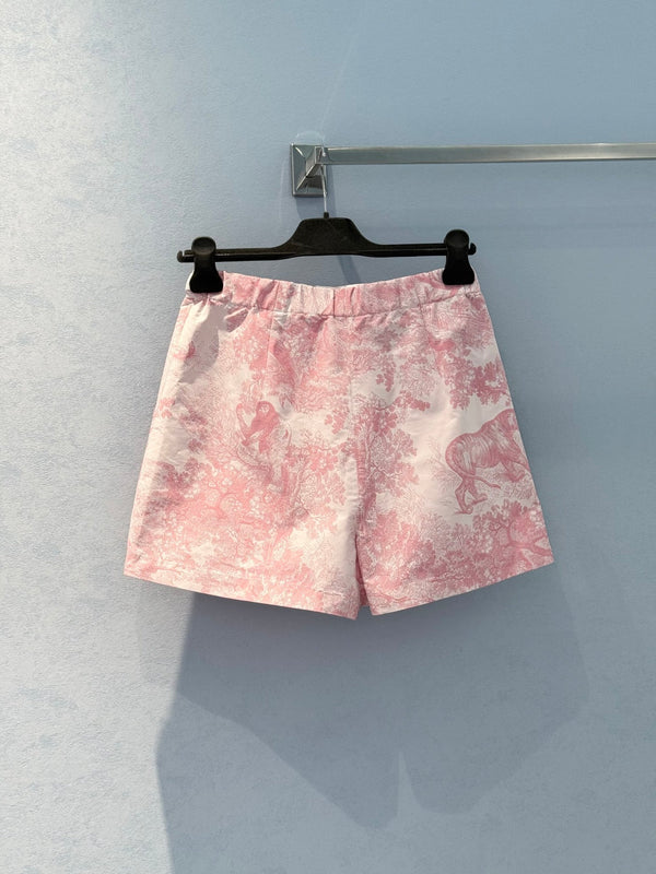 CD 25 Forest Floral Print Skirt Pants Light Pink Polyester