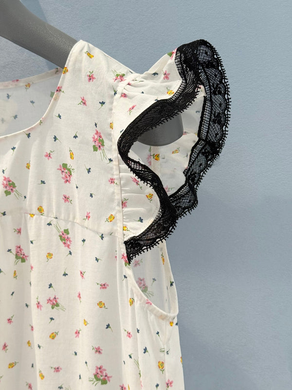 Prada 2025 Hollow lace floral vest skirt White Cotton