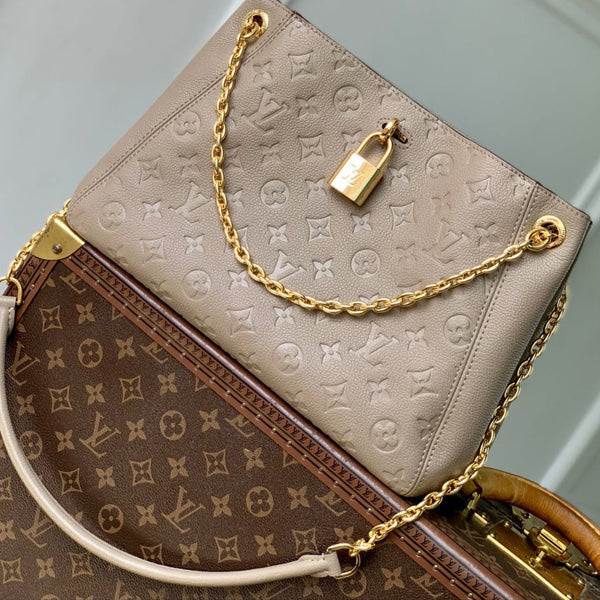 Anytime 34cm Tote Bag Beige Gold Empreinte leather 251566