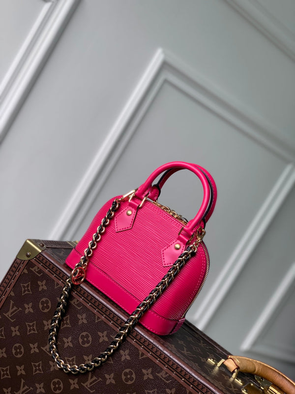 LV Alma Monogram Bag 19.5cm Rose Red Epi Leather 337570