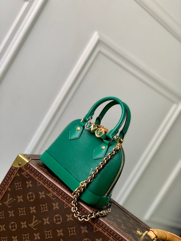 LV Alma Monogram Bag 19.5cm Green Epi Leather 337576