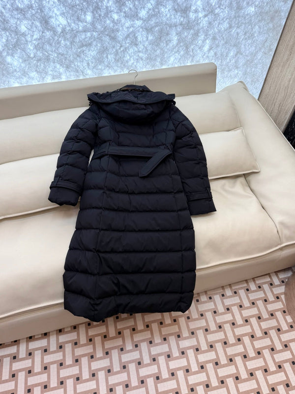 Burberry 25 Double-Breasted Slim Fit Long Down Jacket Black Polyester