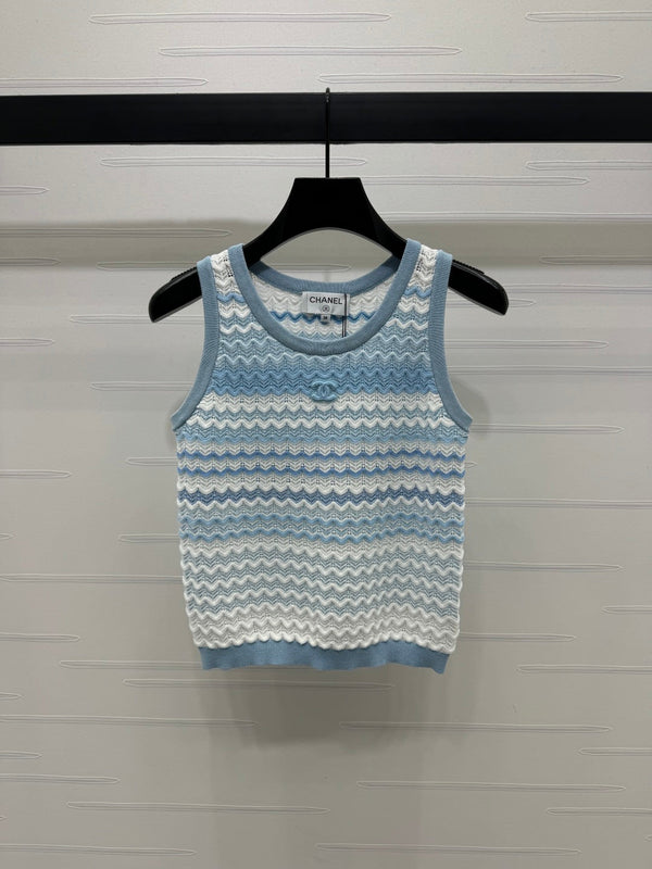 CC 25 Tank Top Baby Blue mix White Polyester 233563