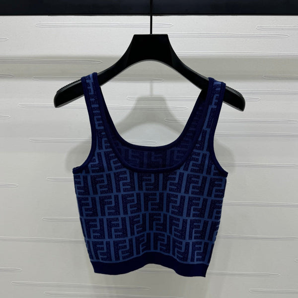 Fendi 25 Blue Knit Crop Top