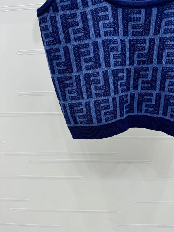 Fendi 25 Blue Knit Crop Top