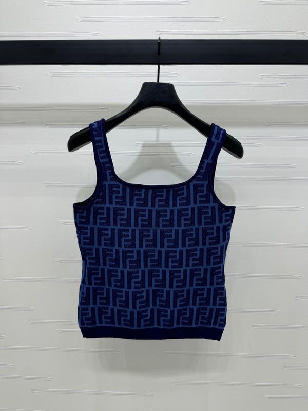 Fendi 25 Blue Knit Tank Top