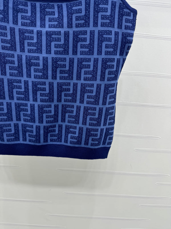 Fendi 25 Blue Knit Tank Top