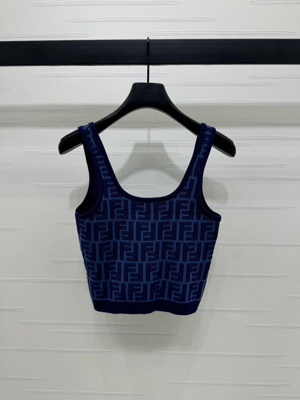 Fendi 25 Blue Knit Crop Top