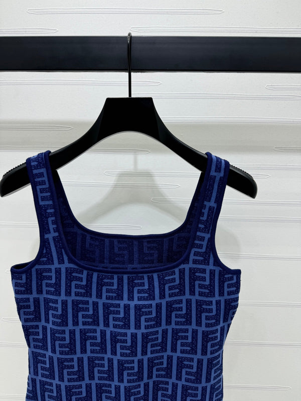 Fendi 25 Blue Knit Tank Top