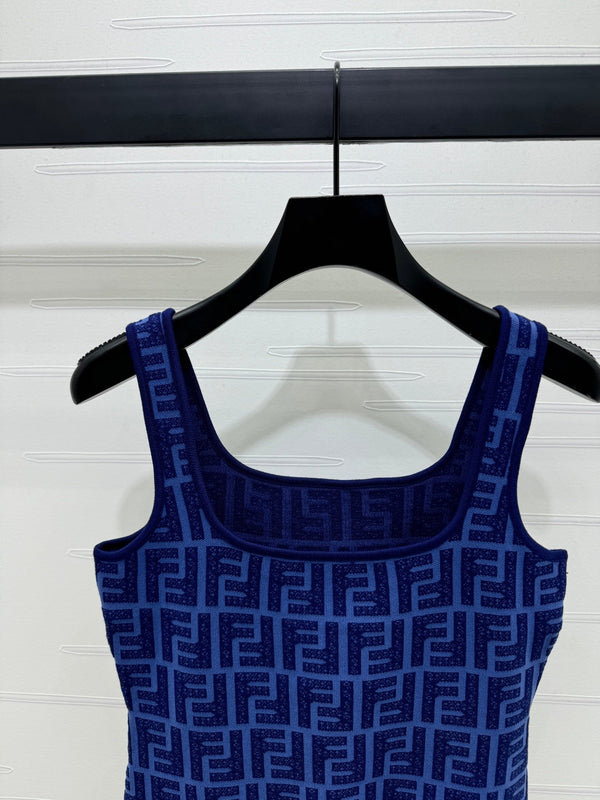 Fendi 25 Blue Knit Tank Top
