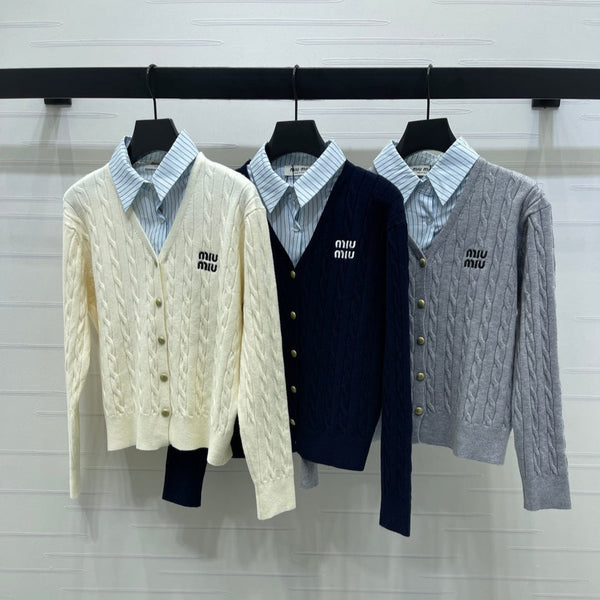 Miu Miu 25 Maglione lavorato a maglia a maniche lunghe in lana 295626