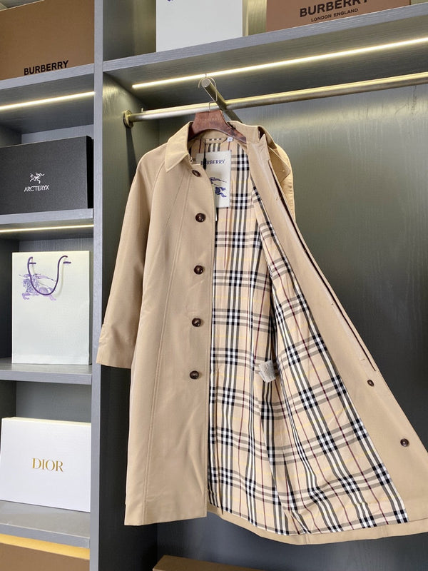 Bur 25 Long Coat Beige Cotton Twill 238405