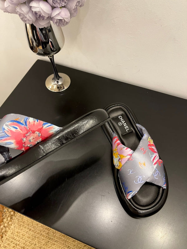 CC 25 Platform Slide Grey Cloth Sheepskin 334739