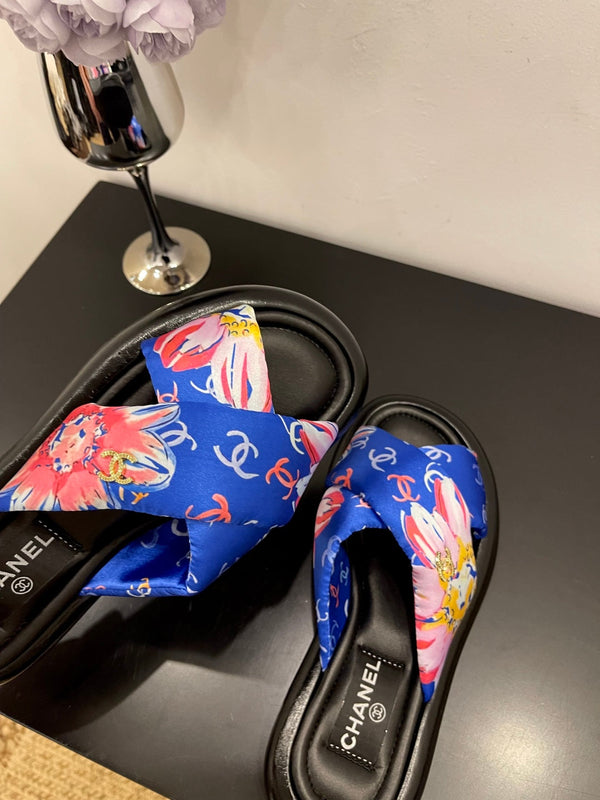 CC 25 Platform Slide Blue Cloth Sheepskin 334741