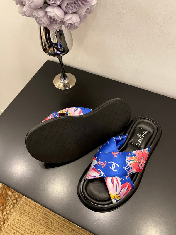 CC 25 Platform Slide Blue Cloth Sheepskin 334741