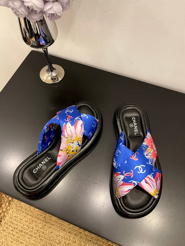 CC 25 Platform Slide Blue Cloth Sheepskin 334741