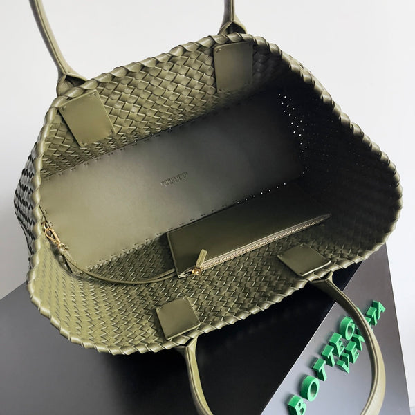 BV Large Cabat Bag 51cm Army Green Leather GHW