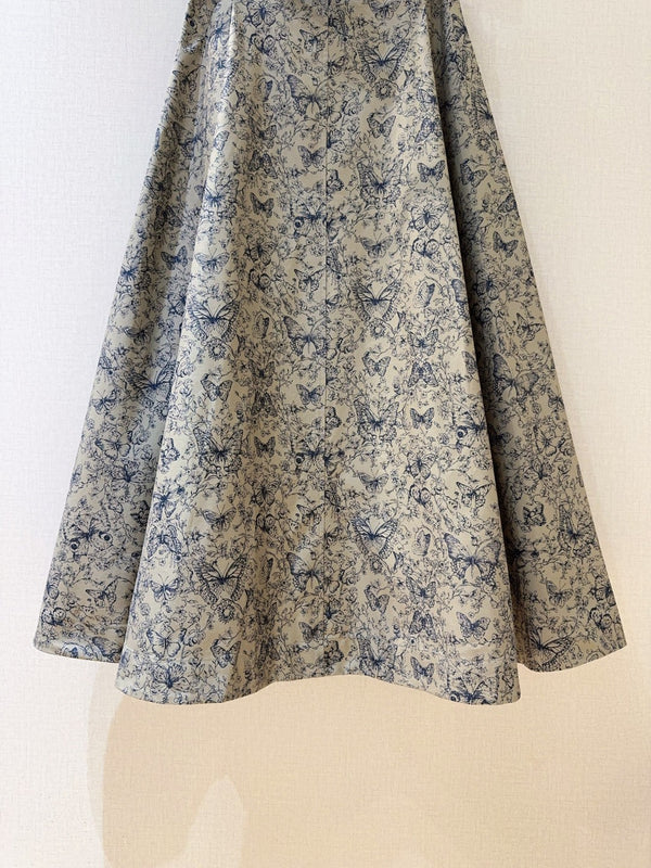 Gonna lunga in cotone con stampa farfalla CD