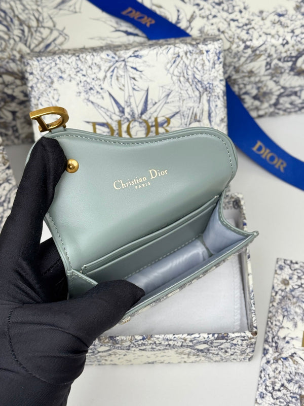 CD Saddle Lotus Wallet 10.5cm Grayish Jacquard GHW