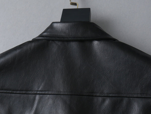 GIACCA CAMICIA LV IN PELLE DI AGNELLO LISCIA NERA 238977
