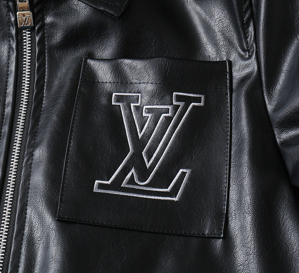 GIACCA CAMICIA LV IN PELLE DI AGNELLO LISCIA NERA 238977