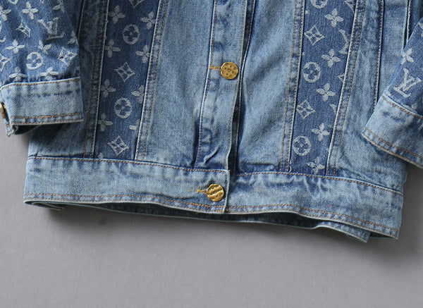 GIACCA CAMICIA IN DENIM CON MONOGRAMMA AZZURRO LV 238981