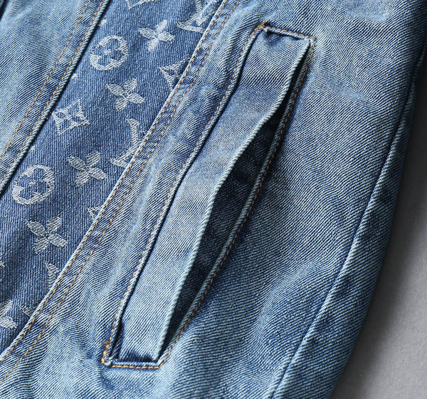 GIACCA CAMICIA IN DENIM CON MONOGRAMMA AZZURRO LV 238981